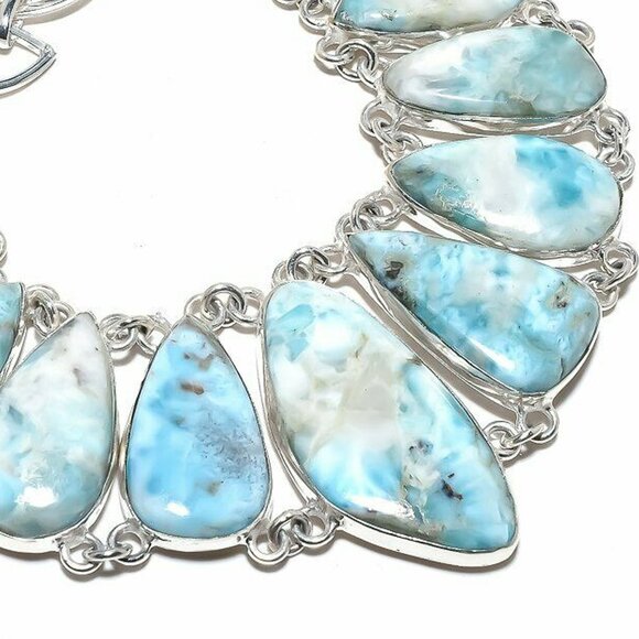 NEW - Caribbean Larimar Stone Sterling Adjustable Necklace - Picture 5 of 7
